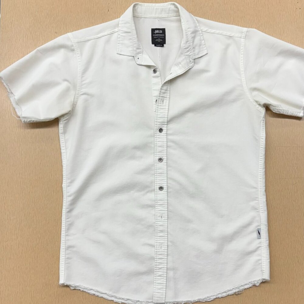 Publish white raw edge button down